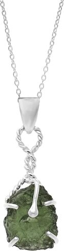 قلادة الأحجار الكريمة الأصلية ، 925 sterling silver moldavite قلادة ، شفاء المولدات الكريستال من جمهورية التشيك ، هدية لها in Saudi Arabia