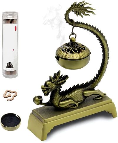 Dragon Incense Burner & Stick Holder with 40 Incense Sticks – Aroma Diffuser for Home Spa, Meditation Room & Zen Decor (Dragon) in Kuwait