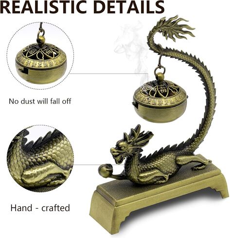 Dragon Incense Burner & Stick Holder with 40 Incense Sticks – Aroma Diffuser for Home Spa, Meditation Room & Zen Decor (Dragon) in Kuwait