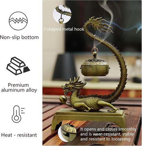 Dragon Incense Burner & Stick Holder with 40 Incense Sticks – Aroma Diffuser for Home Spa, Meditation Room & Zen Decor (Dragon) in Kuwait