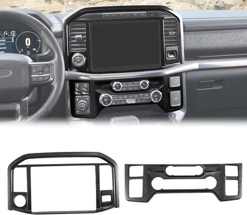 غطاء لوحة التحكم المركزية في ألياف الكربون مركزية متوافقة مع 2021-2025 Ford F150 XL STX XLT Lariat Shaseor Platinum ، غطاء شاشة التنقل لفورد F150 in Saudi Arabia