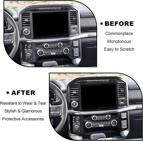 غطاء لوحة التحكم المركزية في ألياف الكربون مركزية متوافقة مع 2021-2025 Ford F150 XL STX XLT Lariat Shaseor Platinum ، غطاء شاشة التنقل لفورد F150 in Saudi Arabia