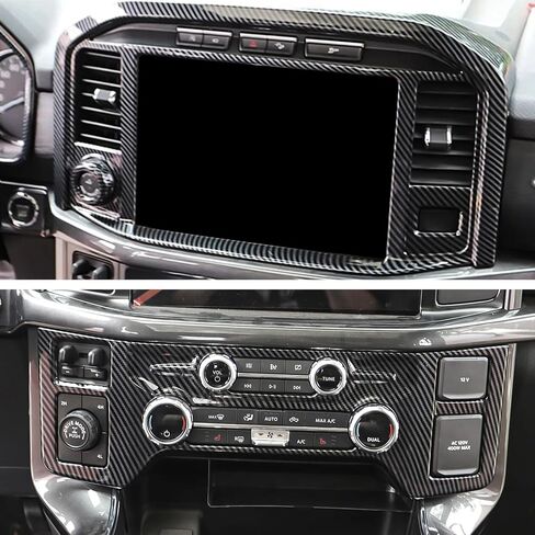غطاء لوحة التحكم المركزية في ألياف الكربون مركزية متوافقة مع 2021-2025 Ford F150 XL STX XLT Lariat Shaseor Platinum ، غطاء شاشة التنقل لفورد F150 in Saudi Arabia