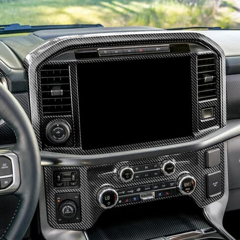 غطاء لوحة التحكم المركزية في ألياف الكربون مركزية متوافقة مع 2021-2025 Ford F150 XL STX XLT Lariat Shaseor Platinum ، غطاء شاشة التنقل لفورد F150 in Saudi Arabia