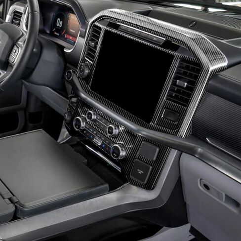 غطاء لوحة التحكم المركزية في ألياف الكربون مركزية متوافقة مع 2021-2025 Ford F150 XL STX XLT Lariat Shaseor Platinum ، غطاء شاشة التنقل لفورد F150 in Saudi Arabia