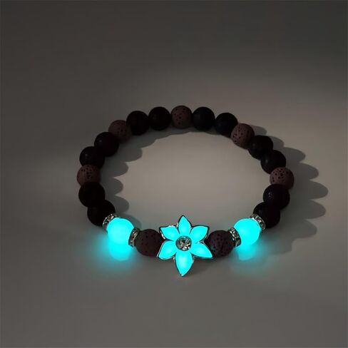 8mm Natural Volcanic Stone Bracelets for Women,Sunflower Luminous Bracelets,Lava Stone Glow bracelet,Elastic Stretch Beads Protection Bracelet for Men in Kuwait