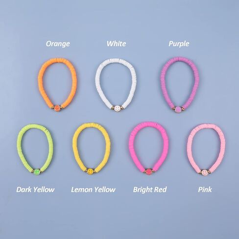 Candy Color Heishi Surfer Bracelets Set for Women Stackable Clay Beaded Bracelets Disc Stretch Smiley Face Preppy Bracelets Colorful Friendship Bracelets Cheer Bulk Boho Summer Beach Jewelry Gift in Kuwait