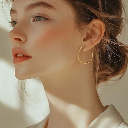 14K Gold Hoop Earrings for Women Large Gold Hoop Earrings 14K Gold Earrings for Women Elegant Twisted Big Gold Jewelry Hoop Earrings 40mm in Saudi Arabia