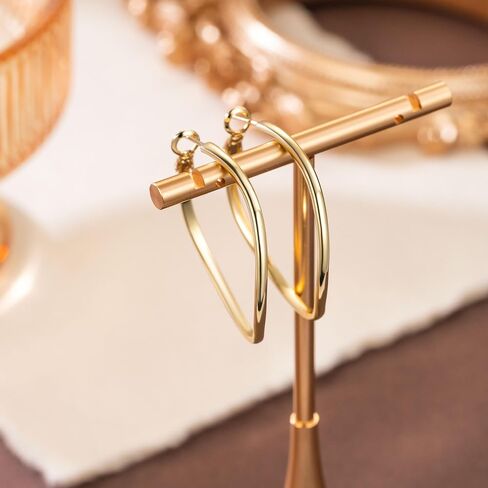 14K Gold Hoop Earrings for Women Large Gold Hoop Earrings 14K Gold Earrings for Women Elegant Twisted Big Gold Jewelry Hoop Earrings 40mm in Saudi Arabia