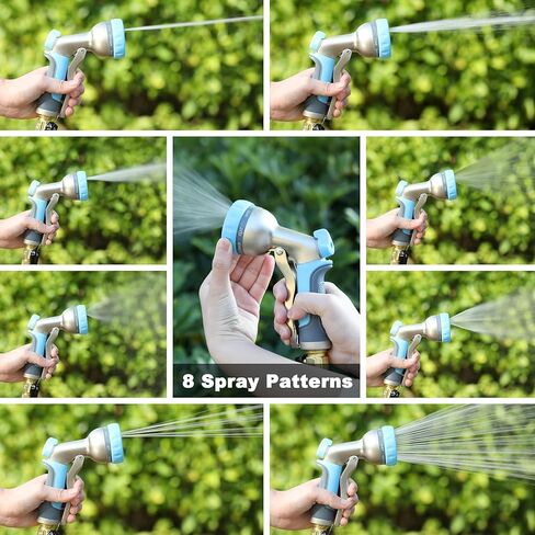 فوهة خرطوم Hosun Garden ، فوهات رذاذ معدنية 100 ٪ ، فوهة رذاذ شديدة التحمل لخرطوم الحديقة ، فوهة خرطوم عالية الضغط مع 8 أنماط قابلة للتعديل ، بخاخ يدوي للنباتات سقي ، وغسل السيارات والحيوانات الأليفة in Kuwait