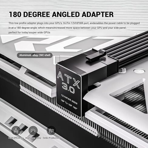 8-Pin GPU Power Adapter,2 Pack U Turn 180 Degree Angled 8pin Female to 8pin Male Power Connector Fou Desktop Graphics Card (Angle Down,Black) in Kuwait
