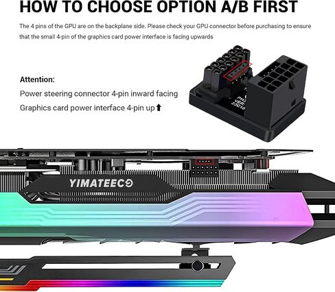 8-Pin GPU Power Adapter,2 Pack U Turn 180 Degree Angled 8pin Female to 8pin Male Power Connector Fou Desktop Graphics Card (Angle Down,Black) in Kuwait