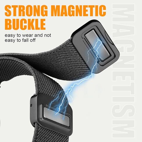 أربطة مطاطية مغناطيسية متوافقة مع ساعة Samsung Galaxy Watch 7/6/5/4/FE 40m 44mm/Galaxy Watch 6 Classic 43 47mm/Watch 5 Pro 45mm/Watch 4 Classic 42 46mm، 20mm بنقرة واحدة بدون فجوة سوار معصم من النايلون القابل للتمدد in Kuwait