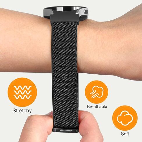 أربطة مطاطية مغناطيسية متوافقة مع ساعة Samsung Galaxy Watch 7/6/5/4/FE 40m 44mm/Galaxy Watch 6 Classic 43 47mm/Watch 5 Pro 45mm/Watch 4 Classic 42 46mm، 20mm بنقرة واحدة بدون فجوة سوار معصم من النايلون القابل للتمدد in Kuwait