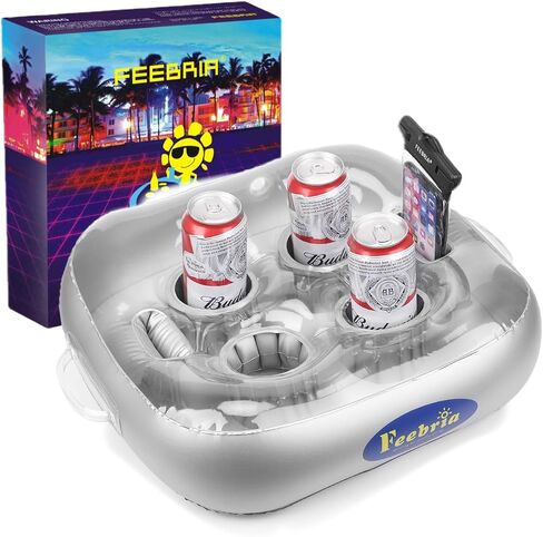Inflatable Floating Drink Holder Large Capacity,Drink Float for Pool Party Beach (Gray Velvet) in Saudi Arabia