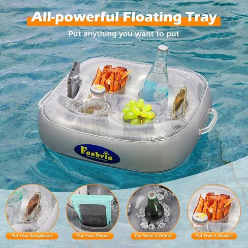 Inflatable Floating Drink Holder Large Capacity,Drink Float for Pool Party Beach (Gray Velvet) in Saudi Arabia