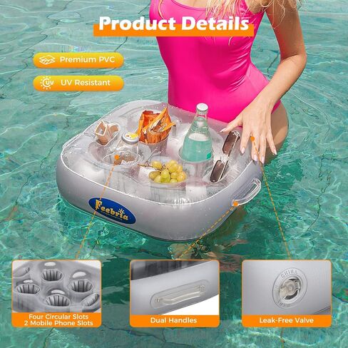 Inflatable Floating Drink Holder Large Capacity,Drink Float for Pool Party Beach (Gray Velvet) in Saudi Arabia