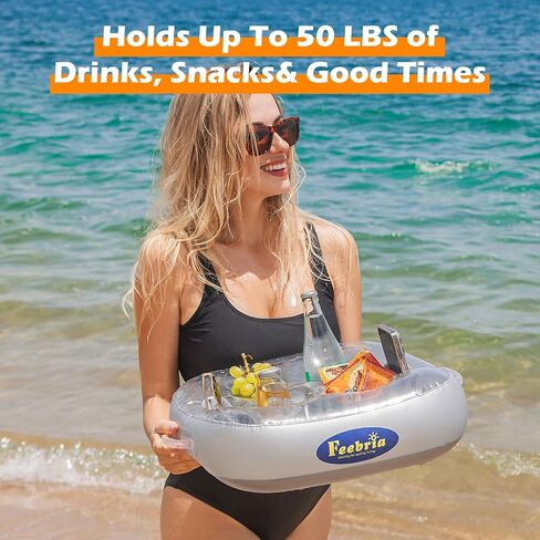 Inflatable Floating Drink Holder Large Capacity,Drink Float for Pool Party Beach (Gray Velvet) in Saudi Arabia