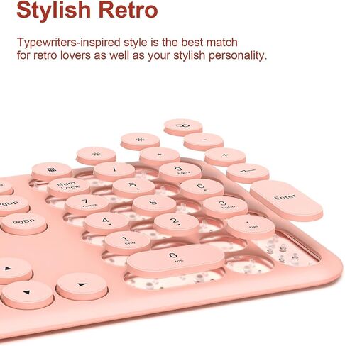 Cute Keyboard and Mouse Wireless for PC Computer/Laptop/Windows/Mac/Tablets, Ultra-Thin 2.4GHz USB Cordless Full-Sized Silent Retro Computer Keyboard Mouse Combo (Blue) in Saudi Arabia