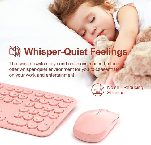 Cute Keyboard and Mouse Wireless for PC Computer/Laptop/Windows/Mac/Tablets, Ultra-Thin 2.4GHz USB Cordless Full-Sized Silent Retro Computer Keyboard Mouse Combo (Blue) in Saudi Arabia