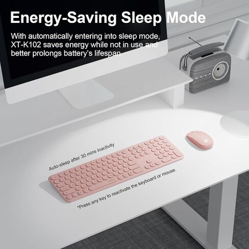Cute Keyboard and Mouse Wireless for PC Computer/Laptop/Windows/Mac/Tablets, Ultra-Thin 2.4GHz USB Cordless Full-Sized Silent Retro Computer Keyboard Mouse Combo (Blue) in Saudi Arabia