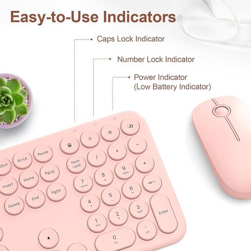 Cute Keyboard and Mouse Wireless for PC Computer/Laptop/Windows/Mac/Tablets, Ultra-Thin 2.4GHz USB Cordless Full-Sized Silent Retro Computer Keyboard Mouse Combo (Blue) in Saudi Arabia