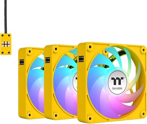 Thermaltake CT120 ex Argb Sync PC Cooling Fan 3 Pack ، PWM 500 ~ 2000 دورة في الدقيقة ، 5 فولت متزامنة اللوحة الأم ، 16.8 مليون لون 9 LEDs ، Magforce 2.0 ، المحمل الهيدروليكي ، رمل الحصى ، CL-F216-PL12GS-A in Kuwait