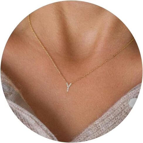 Initial Necklaces for Women, Dainty Gold Letter Necklace 14k Gold Plated Personalized CZ Initial Necklace Monogram Name Choker Necklace for Women Trendy Gold Jewelry for Women Gifts in Kuwait