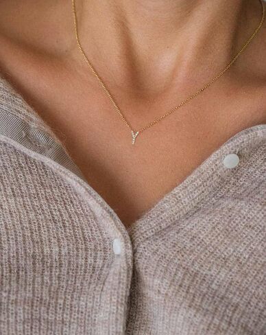 Initial Necklaces for Women, Dainty Gold Letter Necklace 14k Gold Plated Personalized CZ Initial Necklace Monogram Name Choker Necklace for Women Trendy Gold Jewelry for Women Gifts in Kuwait
