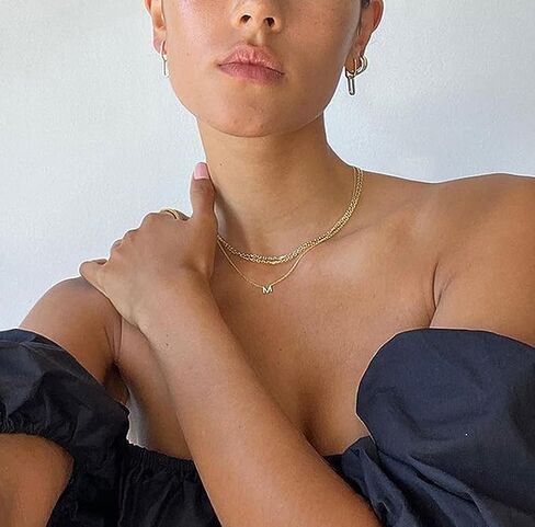 Initial Necklaces for Women, Dainty Gold Letter Necklace 14k Gold Plated Personalized CZ Initial Necklace Monogram Name Choker Necklace for Women Trendy Gold Jewelry for Women Gifts in Kuwait