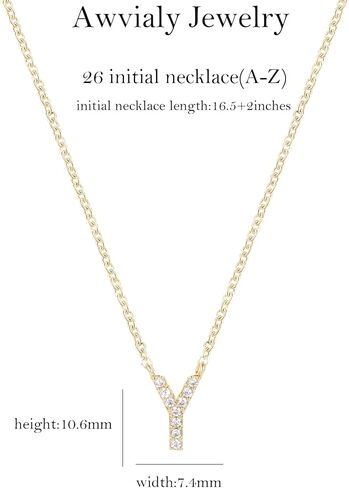 Initial Necklaces for Women, Dainty Gold Letter Necklace 14k Gold Plated Personalized CZ Initial Necklace Monogram Name Choker Necklace for Women Trendy Gold Jewelry for Women Gifts in Kuwait