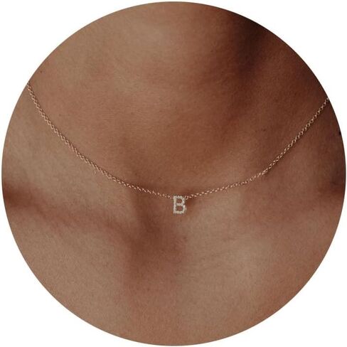 Initial Necklaces for Women, Dainty Gold Letter Necklace 14k Gold Plated Personalized CZ Initial Necklace Monogram Name Choker Necklace for Women Trendy Gold Jewelry for Women Gifts in Kuwait