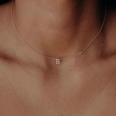 Initial Necklaces for Women, Dainty Gold Letter Necklace 14k Gold Plated Personalized CZ Initial Necklace Monogram Name Choker Necklace for Women Trendy Gold Jewelry for Women Gifts in Kuwait