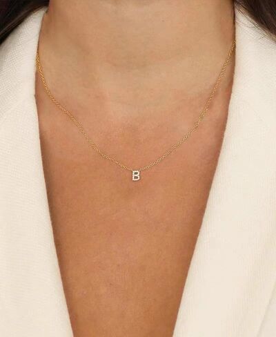 Initial Necklaces for Women, Dainty Gold Letter Necklace 14k Gold Plated Personalized CZ Initial Necklace Monogram Name Choker Necklace for Women Trendy Gold Jewelry for Women Gifts in Kuwait