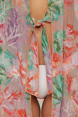 Becca Coral Reef Tie Tunic Front Front Tunic ، Disual ، Care ، ups الشاطئية للنساء in Kuwait