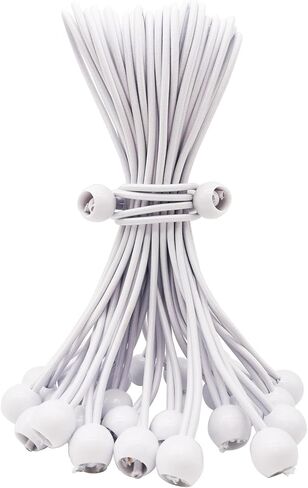 كرات Bungee الحبال 100 PCS ، 6 بوصة من الأسلاك بنجي مع كرات ، حبال صغيرة من البنجي في الهواء الطلق ، كرات بنجي لربط القنب أسفل خيام التخييم القنب (أبيض) in Kuwait