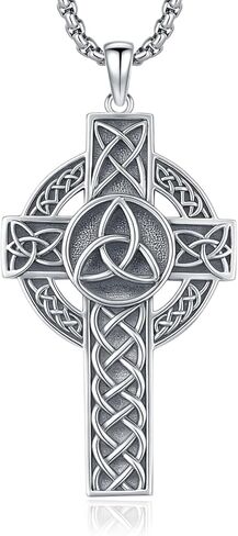 Cross Necklace for Women Men,Crucifix Necklaces 925 Sterling Silver Jesus Cross Pendant Vintage Patron Saint Medals Amulet Protection Religious Faith Trendy Dainty Jewelry Gifts in Kuwait