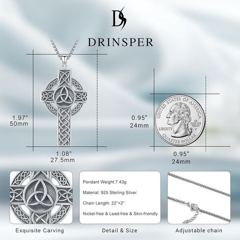 Cross Necklace for Women Men,Crucifix Necklaces 925 Sterling Silver Jesus Cross Pendant Vintage Patron Saint Medals Amulet Protection Religious Faith Trendy Dainty Jewelry Gifts in Kuwait