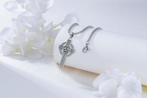 Cross Necklace for Women Men,Crucifix Necklaces 925 Sterling Silver Jesus Cross Pendant Vintage Patron Saint Medals Amulet Protection Religious Faith Trendy Dainty Jewelry Gifts in Kuwait