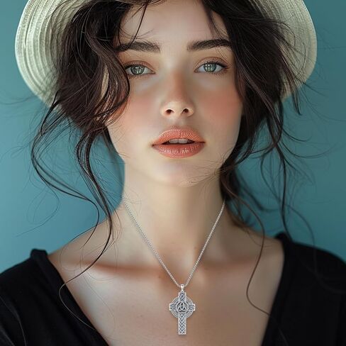 Cross Necklace for Women Men,Crucifix Necklaces 925 Sterling Silver Jesus Cross Pendant Vintage Patron Saint Medals Amulet Protection Religious Faith Trendy Dainty Jewelry Gifts in Kuwait