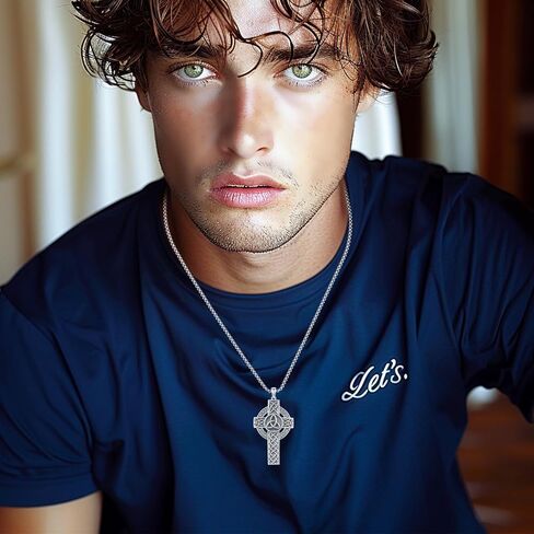 Cross Necklace for Women Men,Crucifix Necklaces 925 Sterling Silver Jesus Cross Pendant Vintage Patron Saint Medals Amulet Protection Religious Faith Trendy Dainty Jewelry Gifts in Kuwait