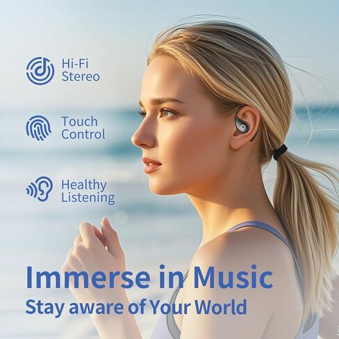 فتح سماعات الأذن مفتوحة بلوتوث 5.4 ، سماعات أذن مفتوحة ، فوق سماعات الأذن ، سماعات رياضية للتمرين ، عمر بطارية طويل ، ستيريو HIFI (وردي) in Saudi Arabia