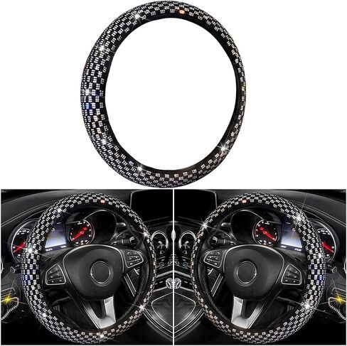 Bling Car Steering Wheel Cover, 14.96 Inch Crystal Glitter Rhinestones Vehicle Steering Wheel Protector, Diamond Automotive Interior Protective Guard Accessories, Universal Fit (Pink) in Kuwait