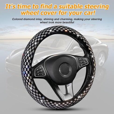 Bling Car Steering Wheel Cover, 14.96 Inch Crystal Glitter Rhinestones Vehicle Steering Wheel Protector, Diamond Automotive Interior Protective Guard Accessories, Universal Fit (Pink) in Kuwait