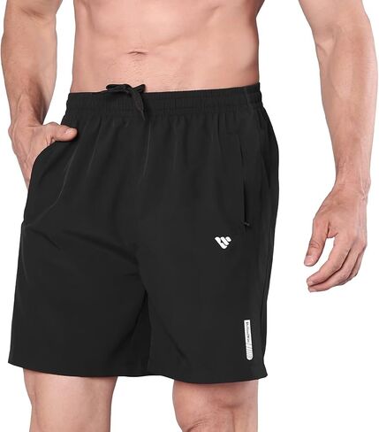 شورتات رياضية للرجال الجافة الجافة سعة 7 بوصات تمرين تمرين الرياضة كرة السلة لخفيفة الوزن جيوب السحاب in Kuwait