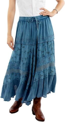 Scully Western Skirt Womens Rose Print Lenge F0_HC958 in Saudi Arabia