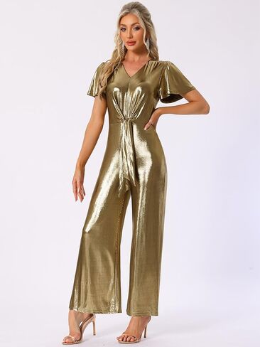 Allegra K Jumpsuits for Women's V Neck Short Sleeve Self Tie Front Casual Suit Set in Saudi Arabia