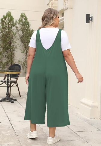 Celkuser Plus Size Summer Casual Jumpsuit For Women Sleeveless Loose Wide Leg Pants Tank Romper With Pocket in Saudi Arabia