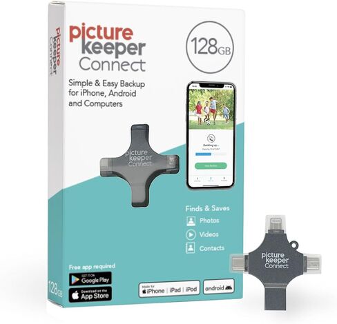 Picture Keeper Connect for iPhone, Android, USB-C, PC & Mac - 64GB USB Backup for Photos, Videos, Contacts, Flash Drive Memory Backup - 64GB, Gold in Kuwait