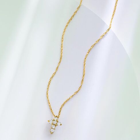 روس سايمونز 0.10 CT. T.W. قلادة صليب دايموند بيتيت بالذهب الأصفر 10KT in Saudi Arabia